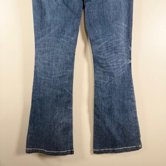 Judy Blue Trouser Flare Jeans Distressed Mid-Rise Button Fly Blue Size 11/30 - Picture 8 of 11